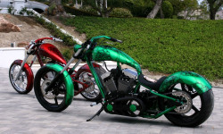 Tapeta Custom motocykl Choppers Green Red Bikes