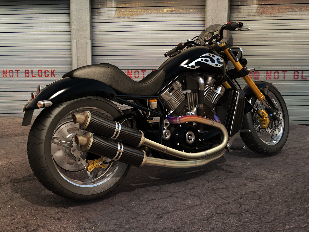 Tapeta Custom motocykl Harley V-Rod Wallpaper